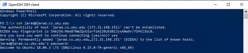 ssh example in powershell