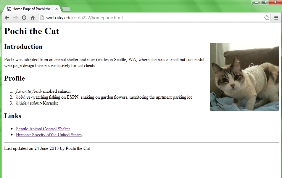example of a web page